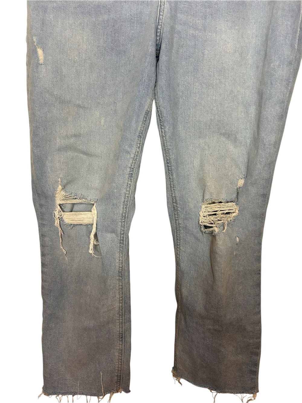Express Curvy Mom Jeans Super High Rise Distressed Light Wash Cropped Size 10 - Picture 7 of 10